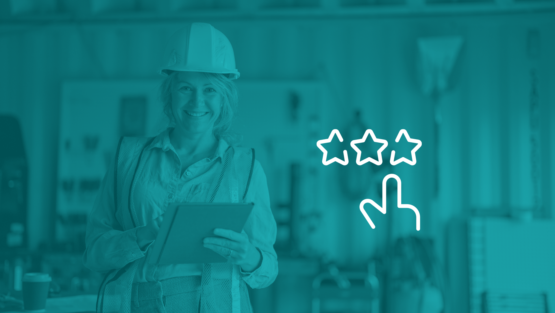 Female construction worker holding tablet